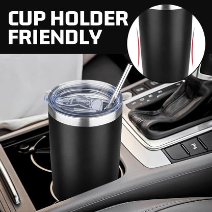 20 oz Tumbler with Lids and Straws, Stainless Steel Insulated Travel Coffee Mug, Double Wall Vacuum Insulated Tumblers, Powder Coated Coffee Tumbler for Cold & Hot Drinks (Light Purple)
