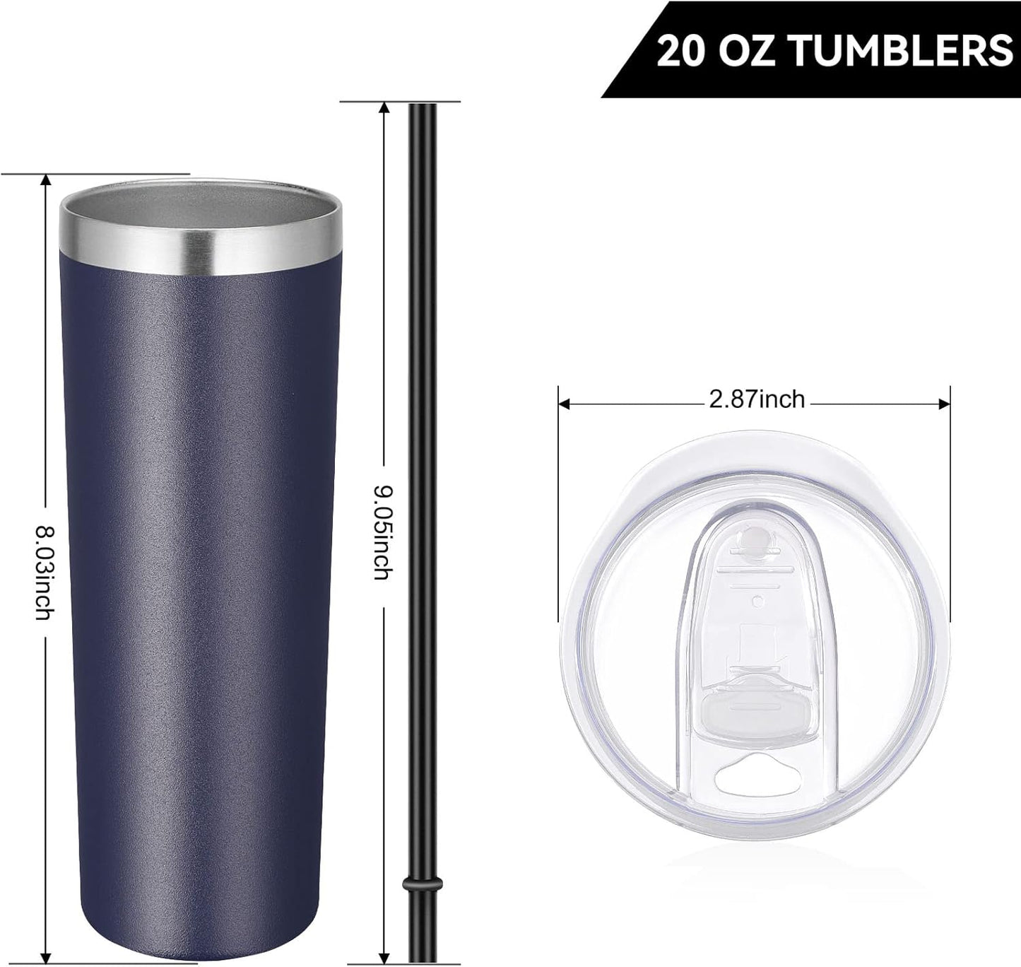 VEGOND Stainless Steel Skinny Tumbler, 20 oz Vacuum Insulated Tumbler with Lid and Straw, Double Wall Coffee Cup, Travel Mug for Cold Hot Drinks, Light Pink 1 Pack
