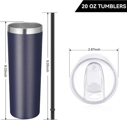 VEGOND Stainless Steel Skinny Tumbler, 20 oz Vacuum Insulated Tumbler with Lid and Straw, Double Wall Coffee Cup, Travel Mug for Cold Hot Drinks, Light Pink 1 Pack