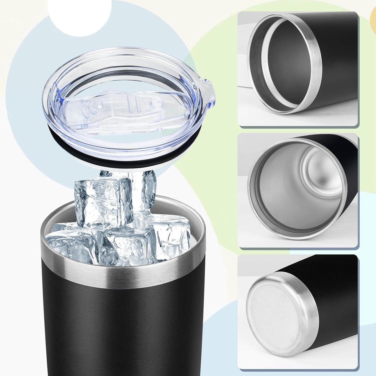 20oz Tumbler with Lid Stainless Steel Insulated Tumblers Travel Coffee Tumbler Bulk Double Wall Vacuum Insulated Water Cup Gifts for Christmas Women Men Her Him Home Office(Navy Blue, 1pack)
