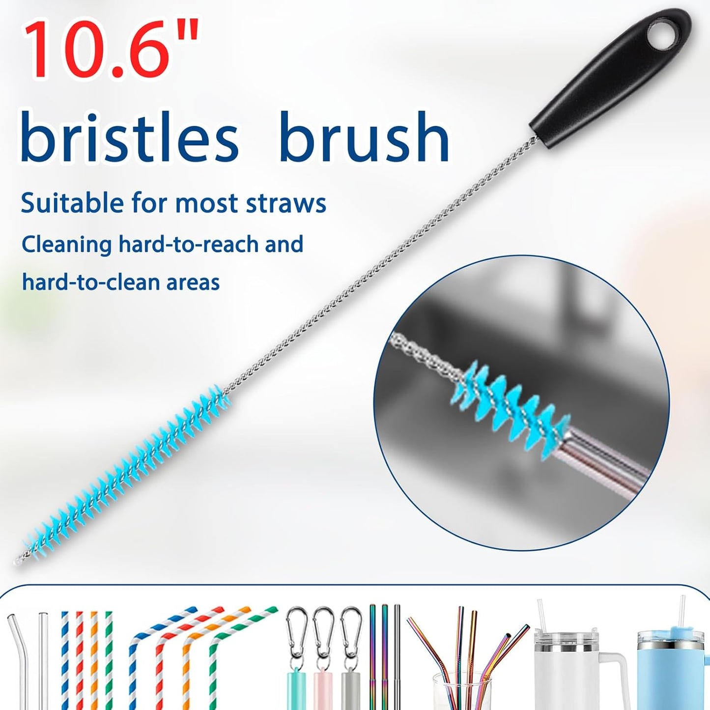 Water Bottle Cleaner Brush，Bottle Brush Tube Cleaning Lab Set with Long Handle，for Cleaning Beer Bottles, Wine Bottles,Bong，Straw Cleaner ，Crevice Cleaning，Straw Cleaner，Baby Bottle