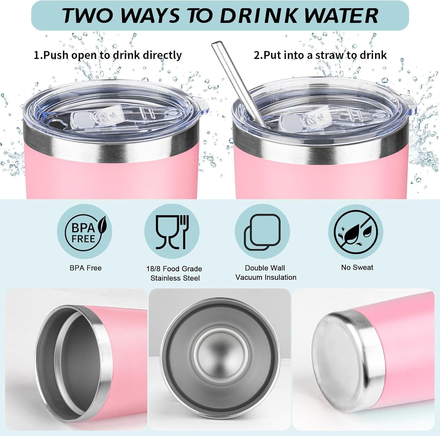 20oz Tumbler with Straw and Brush, Stainless Steel Vacuum Insulated tumbler, Double Wall Insulated Coffee Tumbler for Outdoor, Home, Travel,Office (Buff,1pcs)