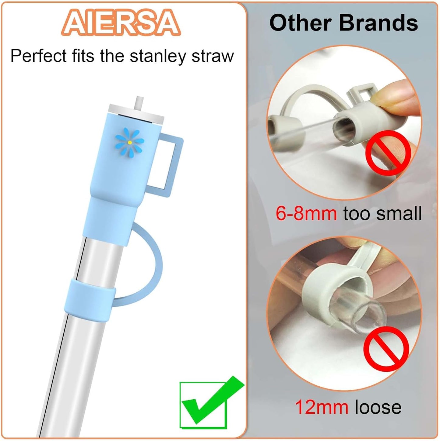 AIERSA 5Pcs Silicone Straw Cover Cap Compatible with 30&40 Oz Tumblers, Straw Tip Covers for Cups Accessories