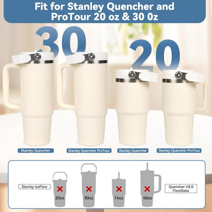 Flip Straw Lid for Stanley 30oz and 20oz, Leak Proof Top Replacement with Handle for 30&20 oz Stanley Quencher and ProTour, Detachable No Spill Lids Reusable Lids Accessories for StanleyCup, Rose
