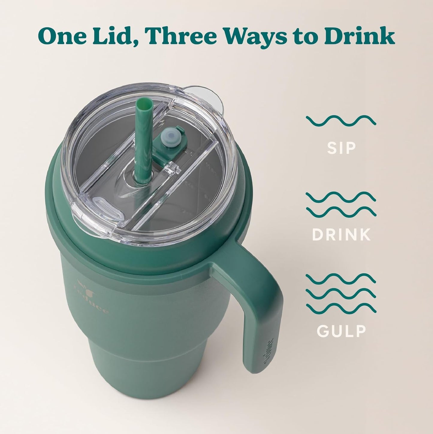 REDUCE 24 oz Stainless Steel Tumbler with Handle - Dual-Wall Vacuum Insulated Travel Mug, Sweat-Proof Lid & Reusable Straw - Keeps Drinks Cold for 24 Hrs, Fits Cupholders, Dishwasher Safe - Lilac Bud