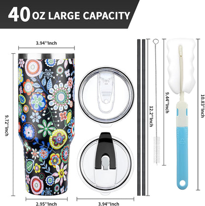 20 oz Tumbler with Lids and Straws, Stainless Steel Insulated Coffee Tumbler, Double Wall Vacuum Insulated Travel Mug Cup, Leakproof Thermal Coffee Cup for Hot and Cold Drinks (azure blue)