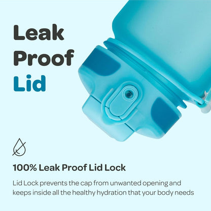 Hydracy Water Bottle with Time Marker -Large BPA Free Water Bottle & No Sweat Sleeve -Leak Proof Gym Bottle with Times to Drink - Ideal for Fitness Sports & Outdoors