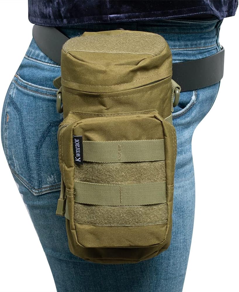 Molle Water Bottle Holder, Tactical Water Bottle Pouches for Backpack with D-Ring Hook