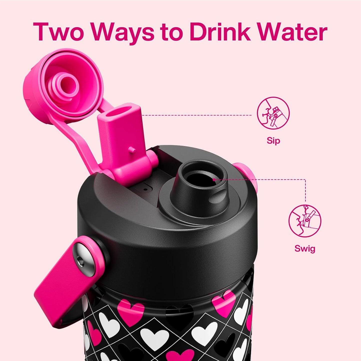 ENCOOL Insulated Water Bottle with Straw Stainless Steel Water Bottle, Leak-Proof, BPA-Free, Double Wall Vacuum Keeps Cold for 24 Hours for Sports, Travel, School (26 oz, Cotton Candy) - Colors C