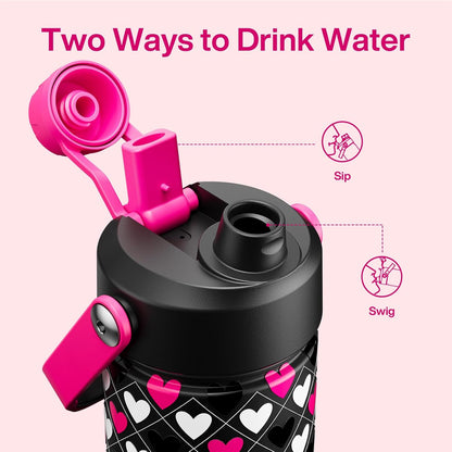 ENCOOL Insulated Water Bottle with Straw Stainless Steel Water Bottle, Leak-Proof, BPA-Free, Double Wall Vacuum Keeps Cold for 24 Hours for Sports, Travel, School (26 oz, Cotton Candy) - Colors C