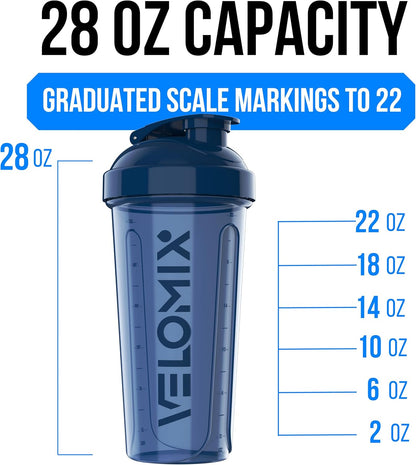 VELOMIX -4 Pack- 28 oz Protein Shaker Bottles for Protein Mixes - 4x Wire Whisk | Leak Proof Shaker Cups for Protein Shakes | Stackable Protein Shaker Bottle Pack (A1) Silver Aurora