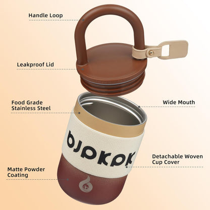 BJPKPK 13oz Insulated Stainless Steel Loop Tumbler With Lid And Handle Travel Coffee Mug Thermal Cup,Latte