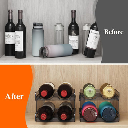 Lifewit Plastic Stackable Wine Rack for Refrigerator, Cabinet, Countertop,Wine Bottle Holder, Water Bottle Organizer for Fridge, Pantry, Hold 4 Bottles