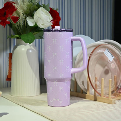 YOME 40oz Nurse Tumbler with Handle and Flip Straw | Stainless Steel Insulated Water Bottle | Keeps Drinks Cold | Dishwasher Safe | Cupholder Friendly | Gift Gym Travel Yoga