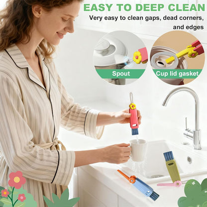 3 in 1 Cup Lid Cleaning Brush, Portable Water Bottle Brush, Multifunctional Bottle Cleaner Brush Set for Tight Spaces, Bottle Gaps, Tumblers, Travel Mug Caps(3 PCS)