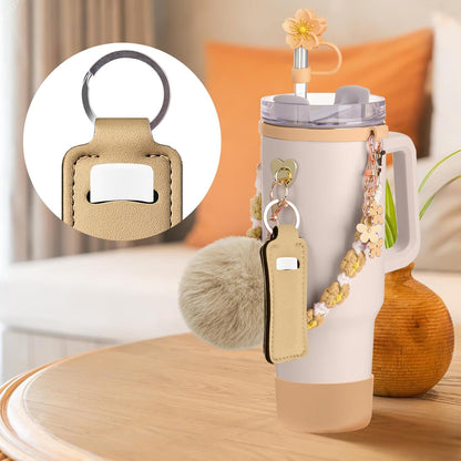 Mity rain Cup Accessories for Stanley Cup 30oz 40oz Tumbler with Handle, Including Water Bottle Handle Strap, Chapstick Holder, Boot, Keychain Charms, Straw Topper Cover Cap for Stanley (Purple)