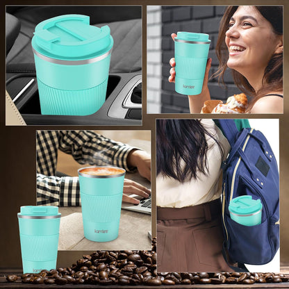 KETIEE Travel Coffee Mug Spill Proof 12oz, Insulated Travel Mug to Go, Reusable Coffee Cup with Seal Lid, Vacuum Stainless Steel Tumbler for Hot/Cold Drinks (Red)