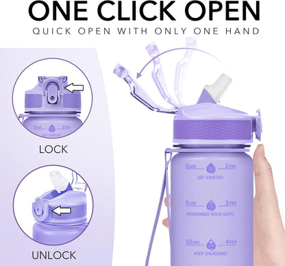 Hyeta 32oz Water Bottles with Straw - Stay Motivated and Hydrated with Convenient Times to Drink Markings, Durable, Leak-proof