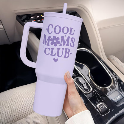 Floral Tumbler with Handle 40oz, Stainless Steel Insulated Tumblers Coffee Travel Mug Cup with Straw, Flower Coffee Cup Gifts for Women Girls, Gift for Her on Christmas Birthday Mothers Day