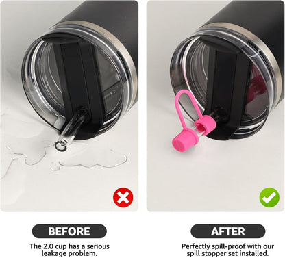 MOLOSLEEVE 21 Colors Straw Toppers Include A Set of Leak-proof Plugs, for Stanley Straw Covers Cap for Stanley Cup 2.0 30oz, 40oz, Silicone, Dust-Proof （Clear）