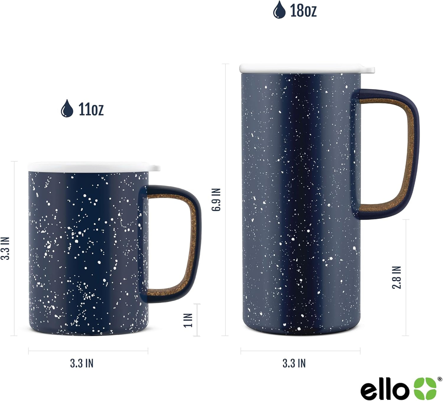 Ello Campy 18oz Stainless Steel Travel Mug with Handle and Leak Proof Lid | Vacuum Insulated Coffee Cup for Hot or Cold Drinks | Reusable, BPA Free | Gift for Coffee Lovers, Matte Black