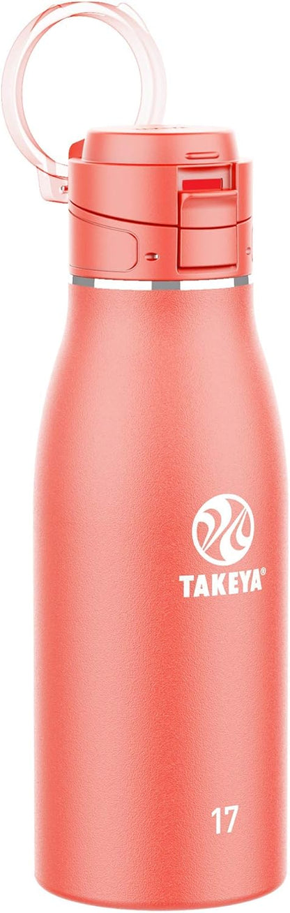 Takeya 17 oz Traveler Stainless Steel Insulated Travel Coffee Mug with Locking Leak Proof Lid, Premium Quality, BPA Free, Arctic