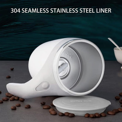 Self Stirring Coffee Mug, 304 Stainless Steel, White, 380ml | Self Stirring Mug, Battery-Powered, Portable for Coffee, Milk, Cocoa, Protein Powder