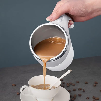 Self Stirring Coffee Mug, 304 Stainless Steel, White, 380ml | Self Stirring Mug, Battery-Powered, Portable for Coffee, Milk, Cocoa, Protein Powder