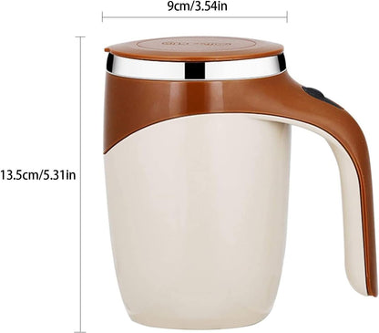 Self Stirring Coffee Mug, 304 Stainless Steel, White, 380ml | Self Stirring Mug, Battery-Powered, Portable for Coffee, Milk, Cocoa, Protein Powder