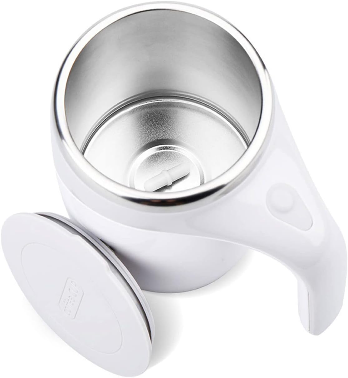 Self Stirring Coffee Mug, 304 Stainless Steel, White, 380ml | Self Stirring Mug, Battery-Powered, Portable for Coffee, Milk, Cocoa, Protein Powder