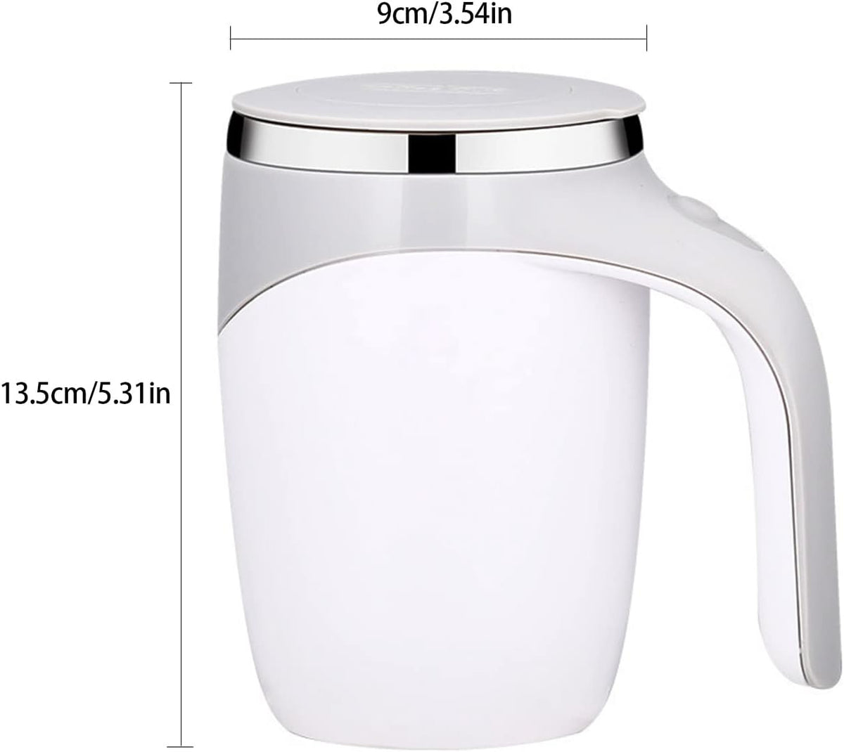 Self Stirring Coffee Mug, 304 Stainless Steel, White, 380ml | Self Stirring Mug, Battery-Powered, Portable for Coffee, Milk, Cocoa, Protein Powder