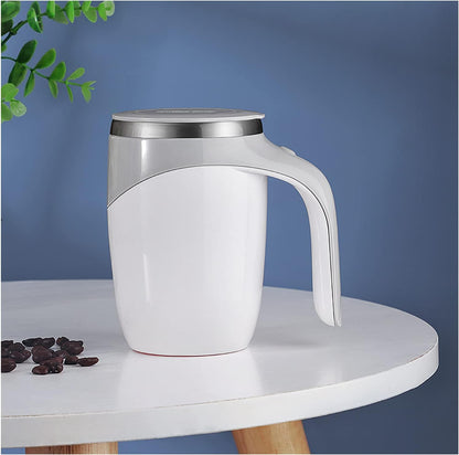 Self Stirring Coffee Mug, 304 Stainless Steel, White, 380ml | Self Stirring Mug, Battery-Powered, Portable for Coffee, Milk, Cocoa, Protein Powder
