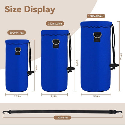 AUPET Water Bottle Sling Bag Carrier Crossbody Sleeve,Insulated Neoprene Bottle Case Holder Pouch Cover 500ML/17oz with Shoulder Strap for Walking Women Men