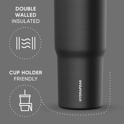 Hydrapeak Nomad 32oz Insulated Stainless Steel Travel Tumbler with Handle & Straw Lid, Leakproof, Cupholder Friendly, Keeps Drinks Cold 24 Hours, Reusable Bottle for Daily Hydration (Pale Sage)