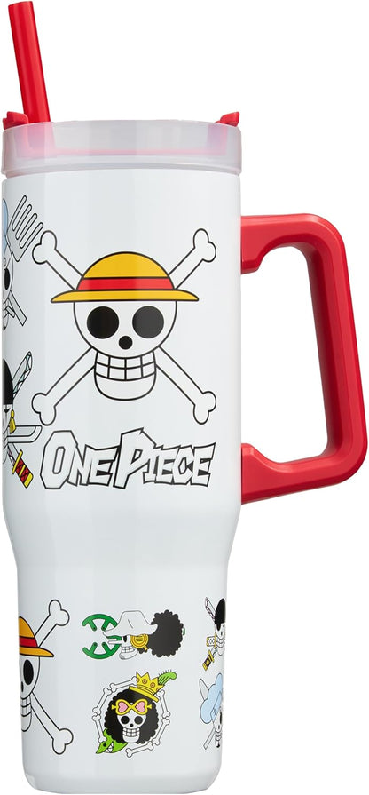 Get Trend One Piece Tumbler with Handle and Straw 32 oz, Keeps Hot 8 Hrs, Cold 12H & Ice 42H, BPA-Free Insulated Stainless Steel Water Bottle, Leak Proof Travel Mug, Anime Gifts (Multi One Piece)