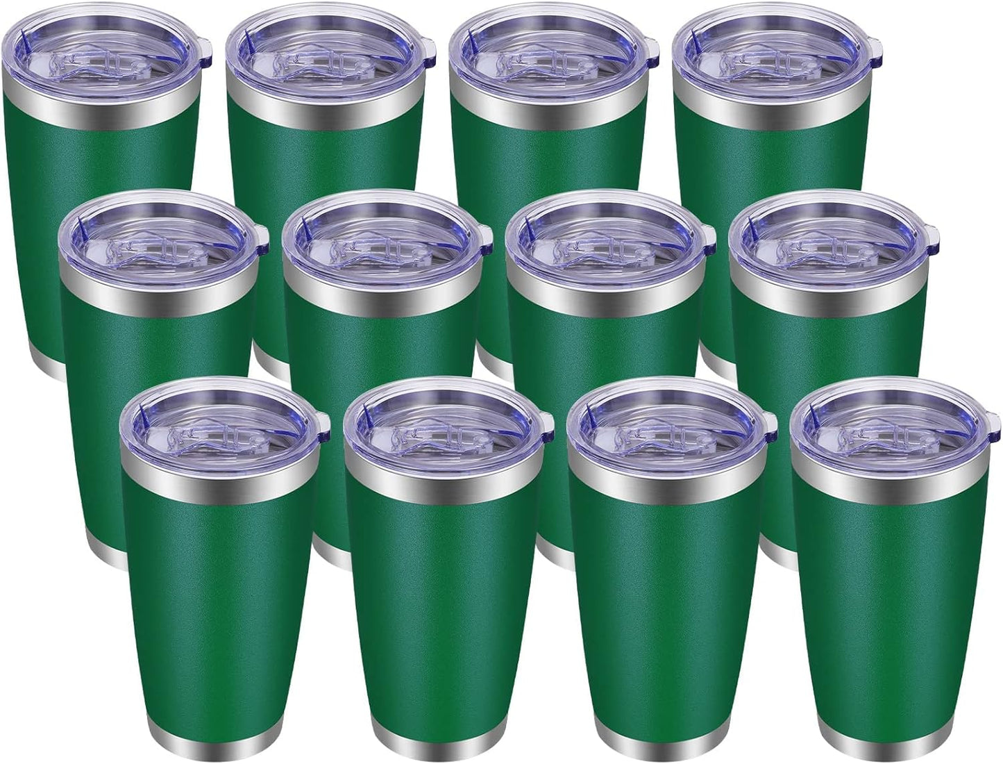 VEGOND 20oz Tumbler with Lid and Straw Stainless Steel Tumbler Cup Bulk Vacuum Insulated Double Wall Travel Coffee Mug Powder Coated Coffee Cup, Black, 12 Pack