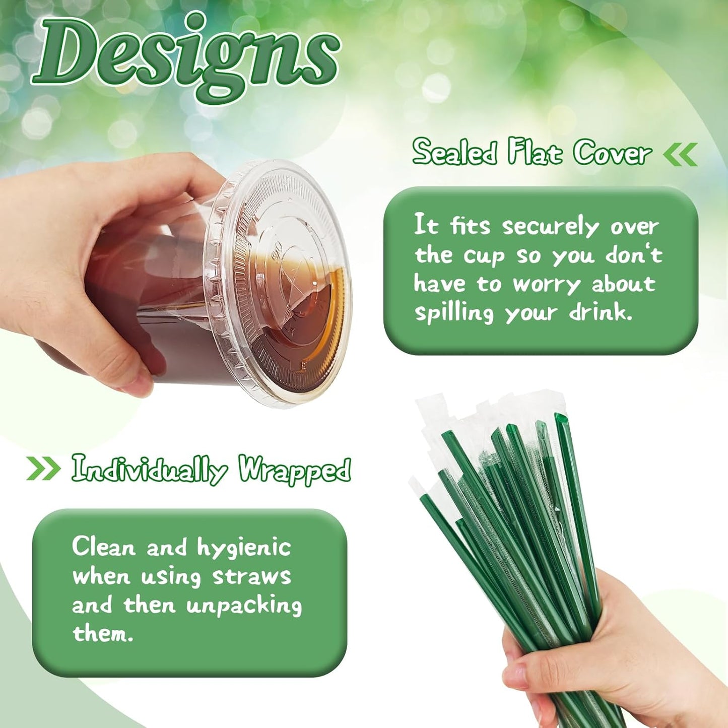 Qinsihwn 25 Set 16oz Plastic Cups with Flat Lids and Straws,Disposable Plastic Iced Coffee Cup,Disposable Clear Drinking Cups for Cold Beverages,Milkshakes,Smoothies