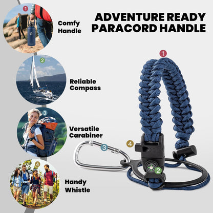 RAYMYLO One Gallon Water Bottle Insulated, Triple Walled Vacuum Stainless Steel (Cold for 48 Hrs), Leak Proof & Non-BPA, Large Water Flask Jug with Paracord Handle & Straw Spout Lids