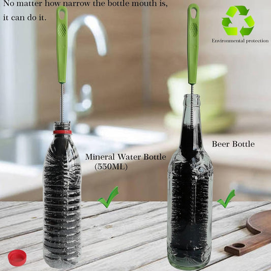 17 Inches Extra Long Handle Bottle Cleaning Brush for Narrow Neck Wine, Beer Bottle, Sport Bottles, Baby Bottles, deep Cups, Vase, Thermos, Glass, Pipes, Kitchen Sinks, Flask, and Hummingbird Feeders