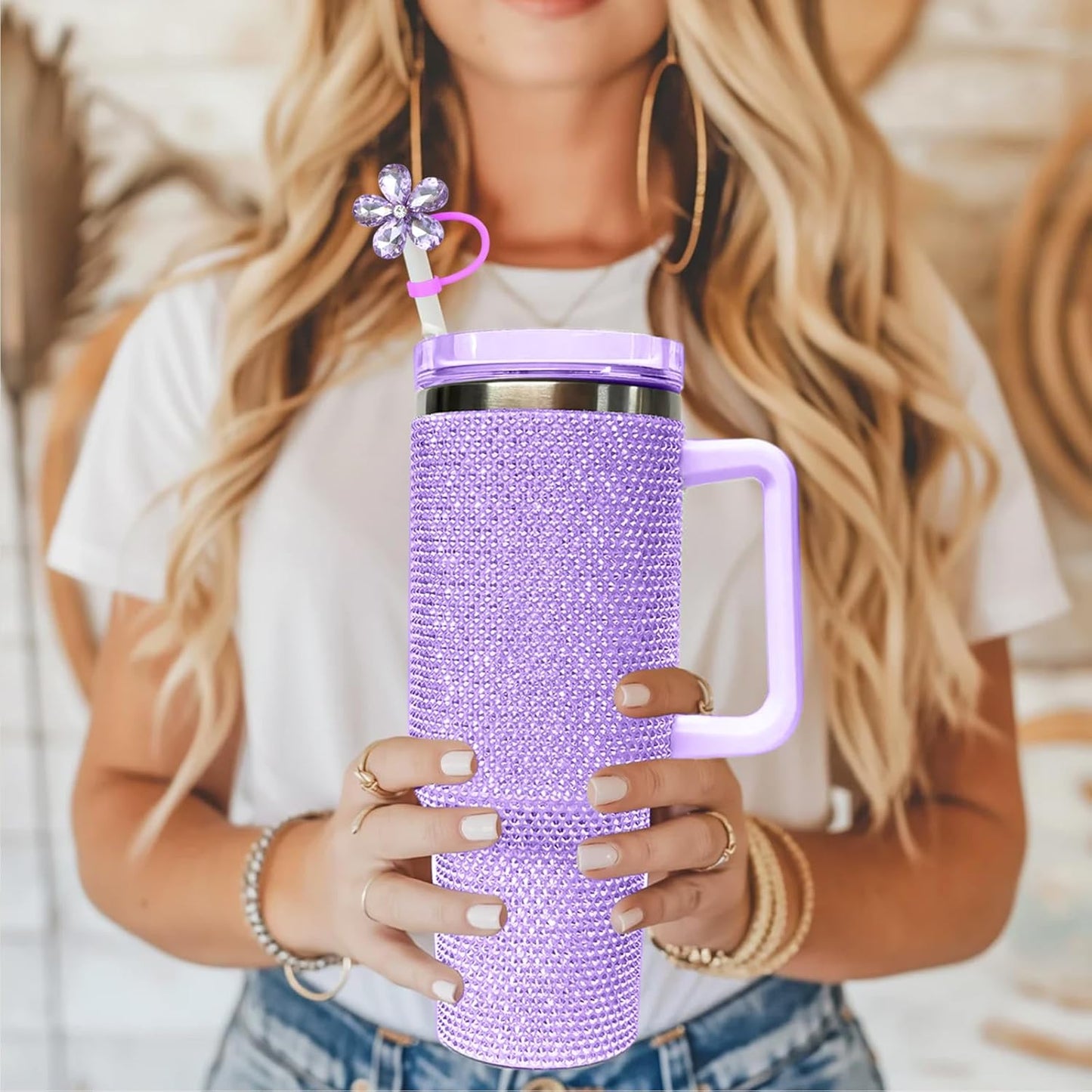 Cute Straw Cover Cap for Stanley Cup Accessories,Bling Straw Toppers for Stanley Tumbler 40&30 oz,Reusable Straws Tips Protectors Compatible with 10mm Straws