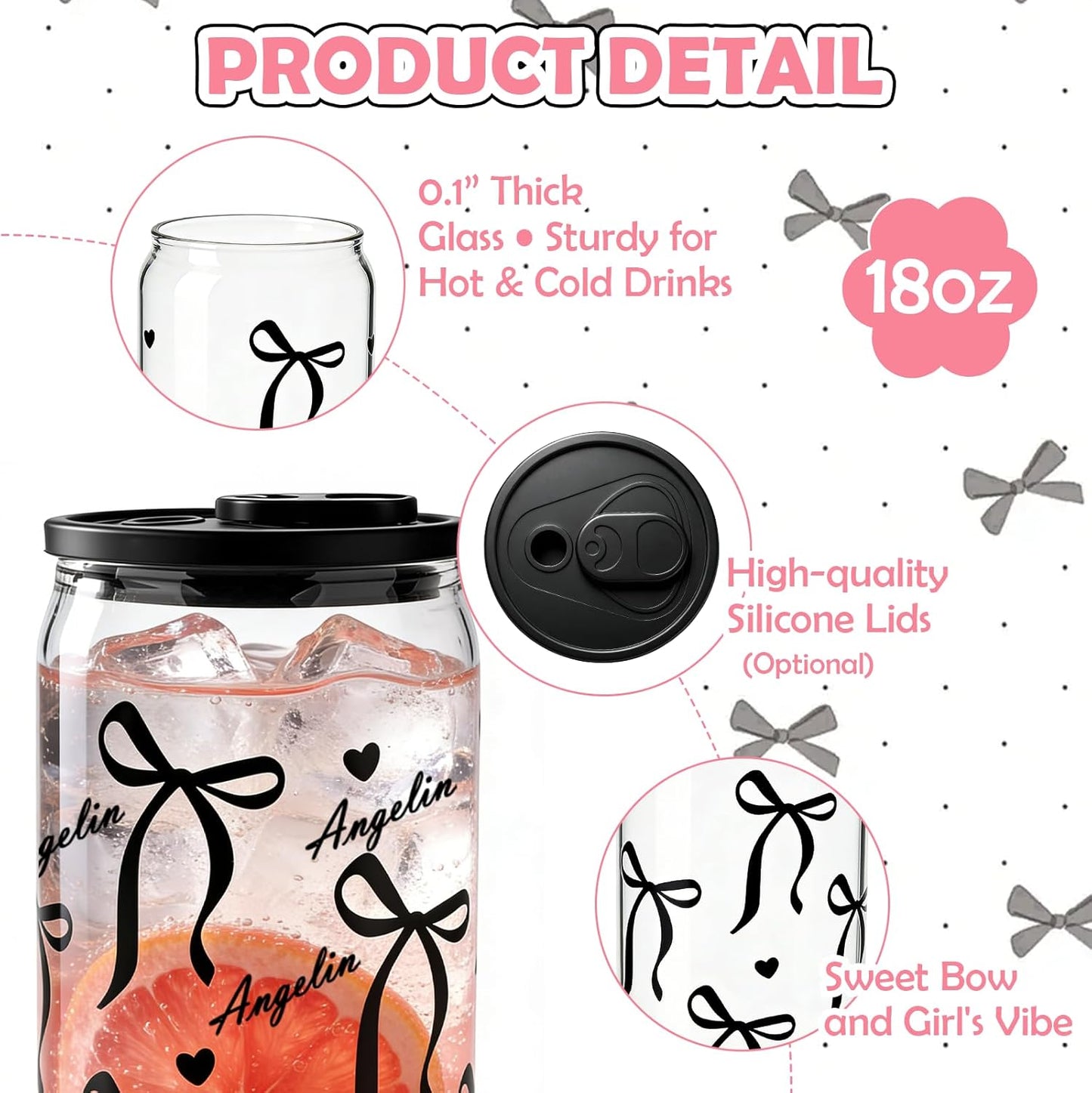 Mason Life Matcha Cup, 18 OZ Cute Glass with Lid and Straw, Matcha Drinking Cup Beer Can Glass for Valentines Day Gift Iced Coffee Smoothie Cocktail Milk Mother's Gifts