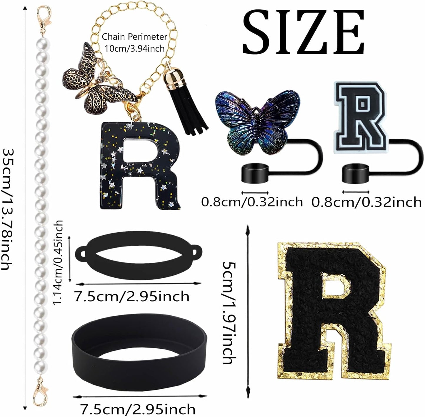 7pcs Cup Accessories for Stanley 30/40oz Tumbler, Handle Strap, Straw Cover, Silicone Boot, Letter Charm Stickers