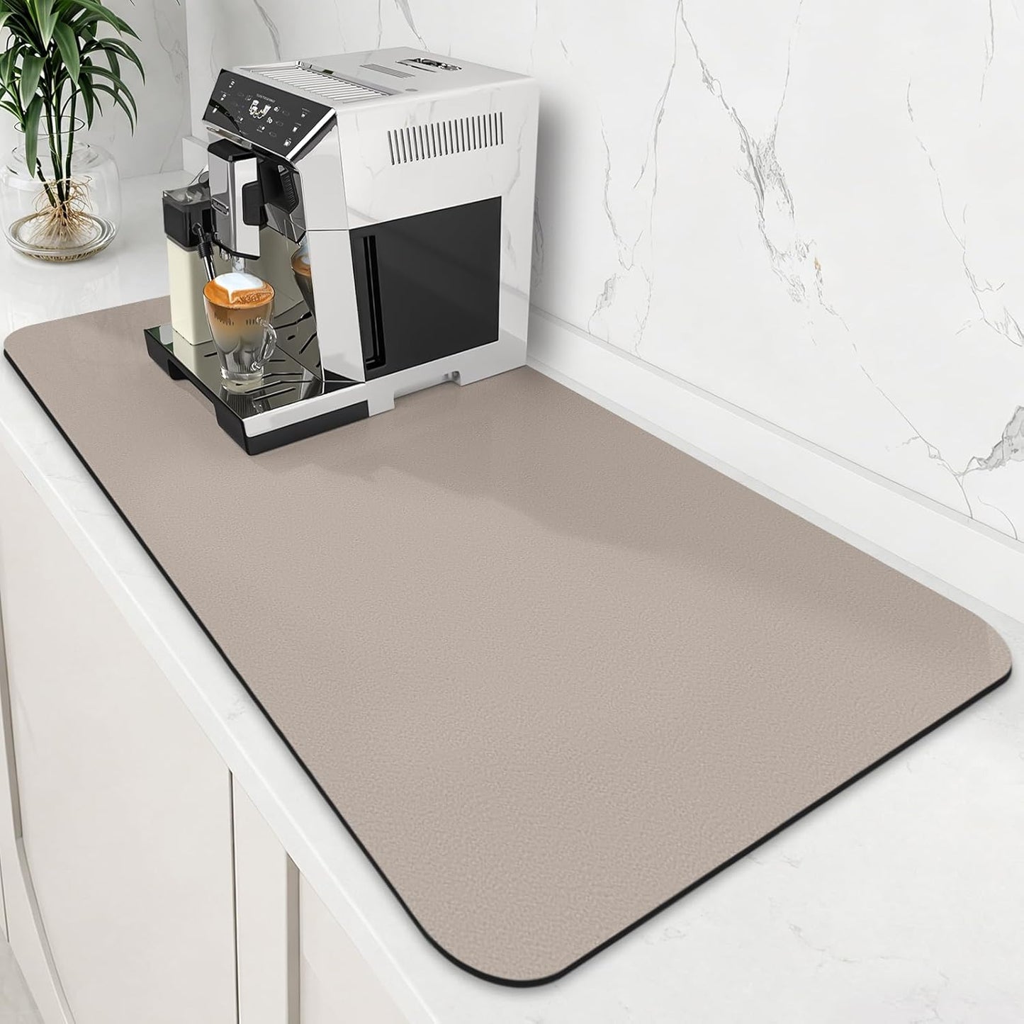 WISELIFE Coffee Mat Super Absorbent Dish Drying Mat Coffee Bar Accessories Match with Machine Large Drying Mats for Kitchen Counter 12" W x 19" L, Black