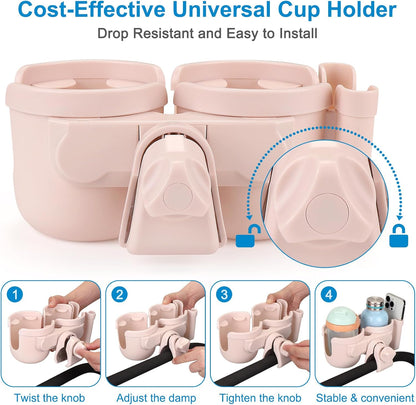 Accmor Stroller Cup Holder with Phone Holder, Bike Cup Holder, Universal Cup Holder for Uppababy Nuna Doona Strollers, 2-in-1 Cup Holder for Walker, Wheelchair, Scooter - Colors A