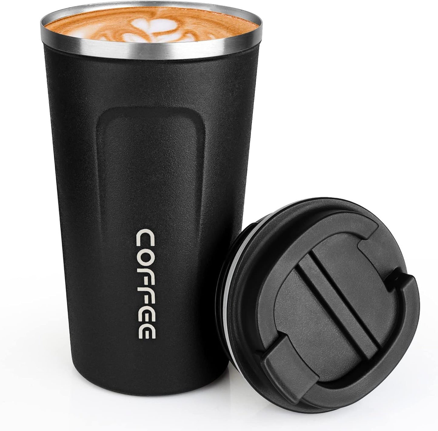 MOMSIV 12oz Travel Mug, Insulated Coffee Cup with Leakproof Lid, Travel Coffee Mug Vacuum Stainless Steel Double Walled Reusable Coffee Cup for Hot and Cold Water Coffee