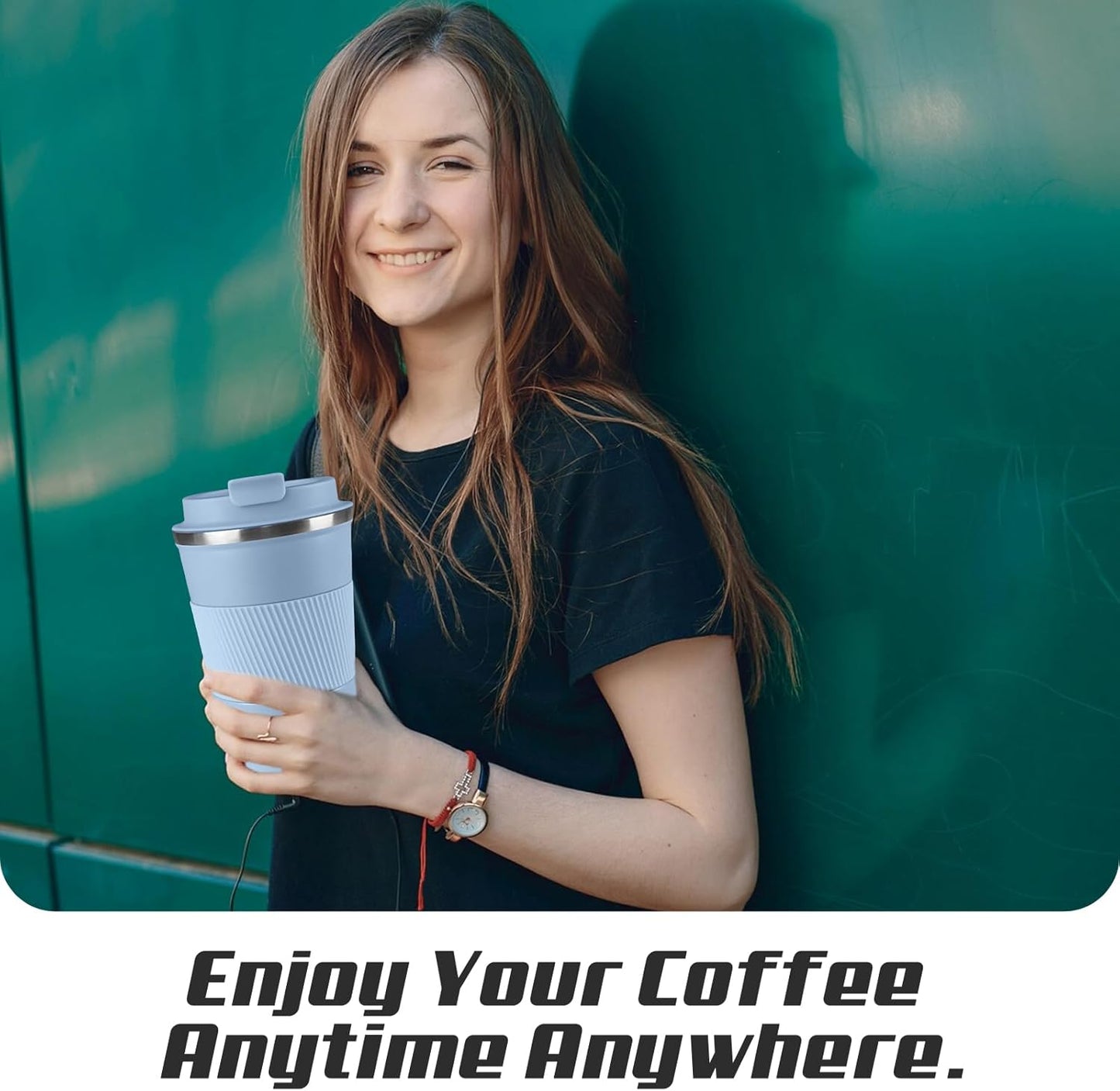 SPLMIFA Vacuum-Insulated Stainless Steel Travel Coffee Mug, Leak-Proof Reusable Coffee Cup with Lid - Keep Hot & Cold Drinks for Hours, Durable Insulated Tumbler for Men & Women(3rd-Black, 12OZ)