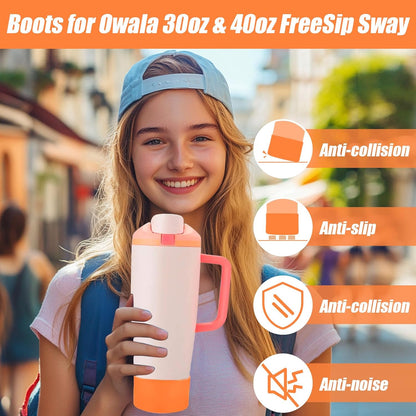 Mity rain 2PCS Protective Silicone Boots for Owala 30oz & 40oz FreeSip Sway Bottles & Tumblers - Accessories for owala, Enhances Stability & Prevents Scratches(Black Cherry)