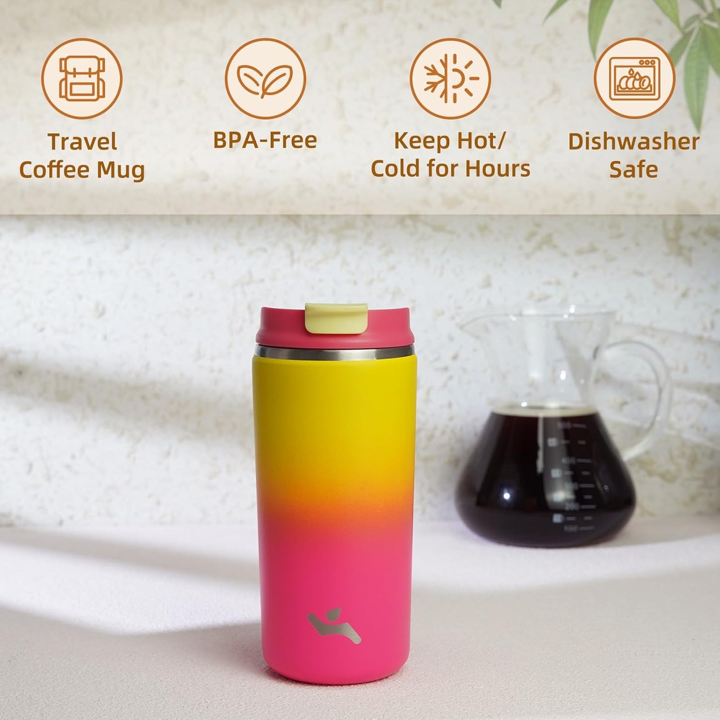 Konokyo Tumbler with Lid, 16 oz Travel Coffee Mug Double Wall Vacuum Stainless Steel Thermal Metal Cup Insulated Water Bottle,Navy Blue