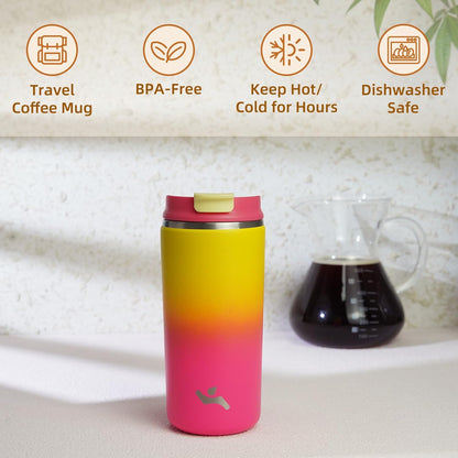 Konokyo Tumbler with Lid, 16 oz Travel Coffee Mug Double Wall Vacuum Stainless Steel Thermal Metal Cup Insulated Water Bottle,Navy Blue