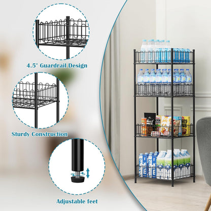 OYEAL Water Bottle Holder Rack 3 Tier Soda Drink Organizer Vertical Metal Food Storage Shelf for Kitchen Countertop Pantry, Can Storage Organizer for Pantry